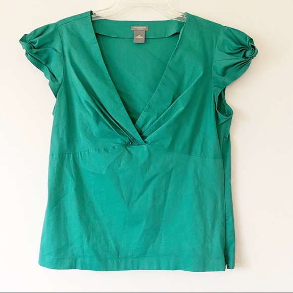 Ann Taylor Tops - Ann Taylor V-neck Blouse Green Size 8 Petite